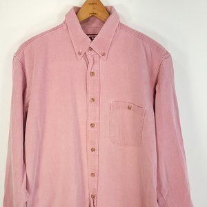 Three Rivers Denim Shirt Men's Large Embroidered Dog Pink Button Front
